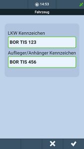 Softwarescreen - Android-App LKW-Abfahrtskontrolle der TIS GmbH