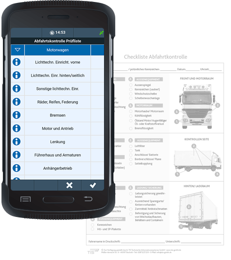 Lkw-Abfahrtskontrolle mit der TIS Android-App